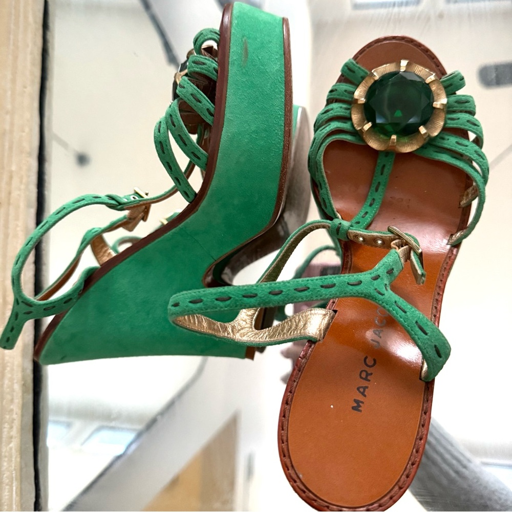 MARDI GRAS 💜🦚💛 Marc Jacobs Wedge Heels - 38.5 - Green - Made in Italy